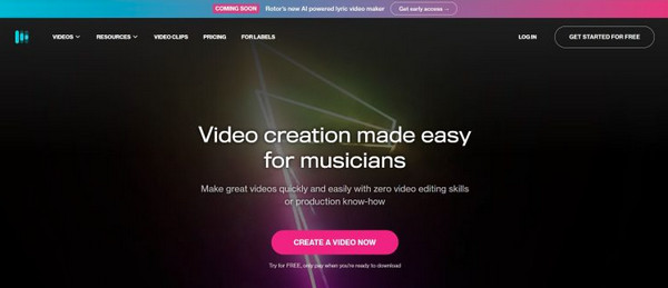 Generador de vídeos musicales Rotor AI