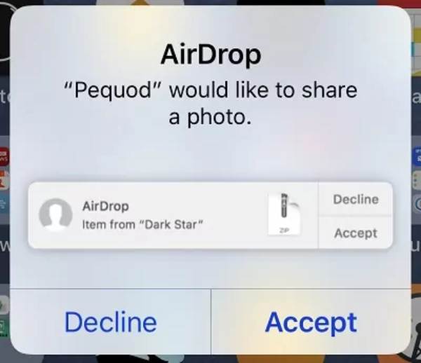 Godta Airdrop på iPhone