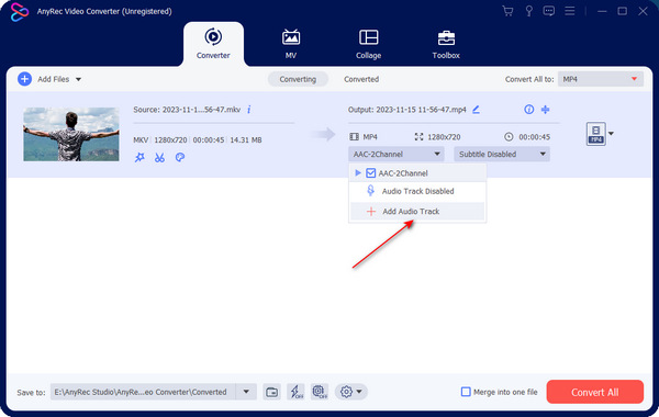 Dodajte audio datoteku AnyRec