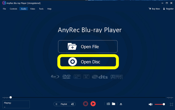 หน้าจอหลักของเครื่องเล่น Anyrec Blu-ray