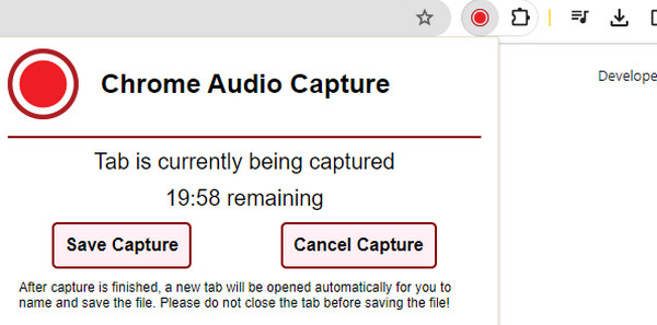 Acquisizione audio di Chrome