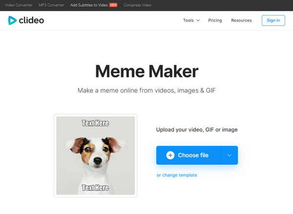 Clideo Online AI Meme Generator