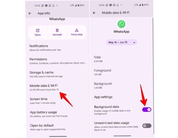 Habilitar datos en segundo plano Android