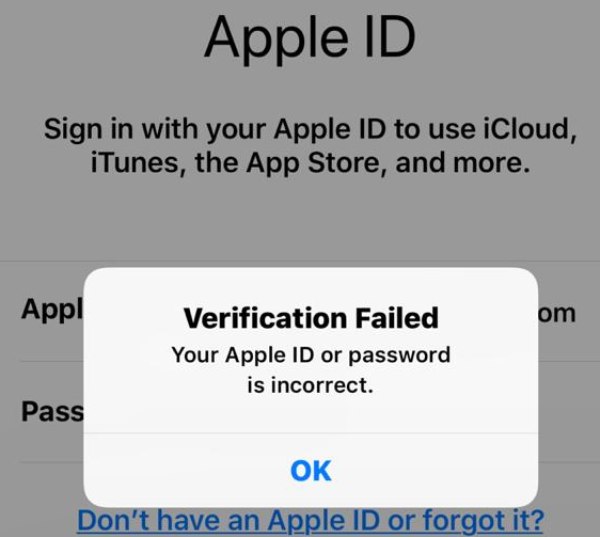 iCloud 帐户不正确