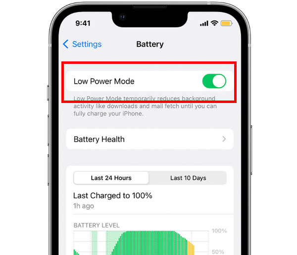 iPhone כבה את מצב צריכת חשמל נמוכה