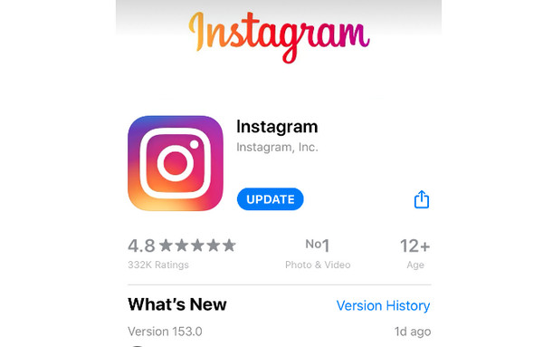 iPhone Ažurirajte Instagram