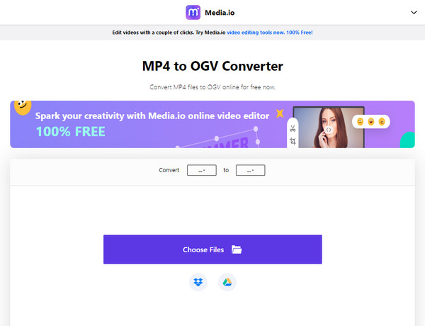 Media.io MP4'den OGV'ye dönüştürücü