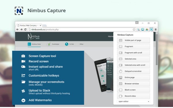 Nimbus-screenshot en schermvideorecorder