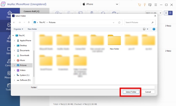 Select Folder for iMessage