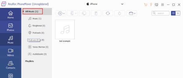Select the Music to Transfer from Computer