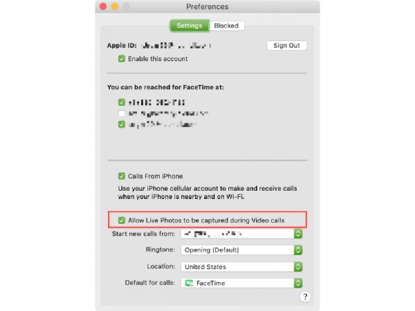 Ta Live Photos på FaceTime Setting Mac