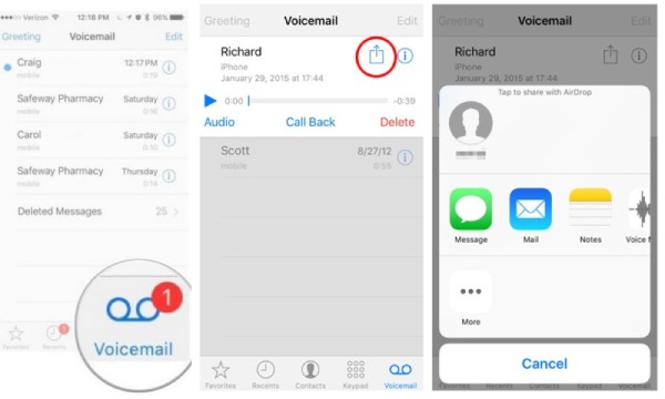 Transferir correio de voz para o novo iPhone Airdrop