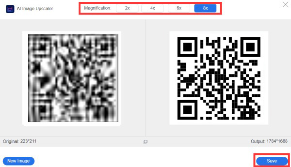 解像度を上げてぼやけた QR コードを修正する