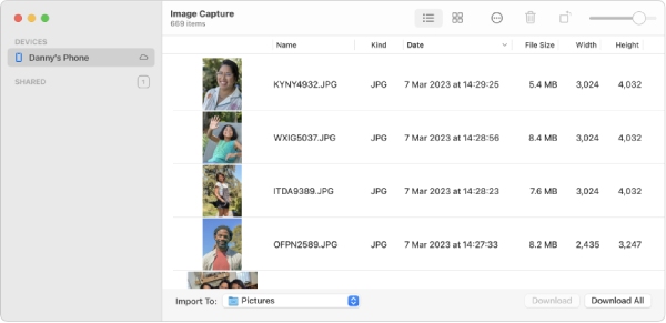 Utilice Captura de imagen para importar fotos