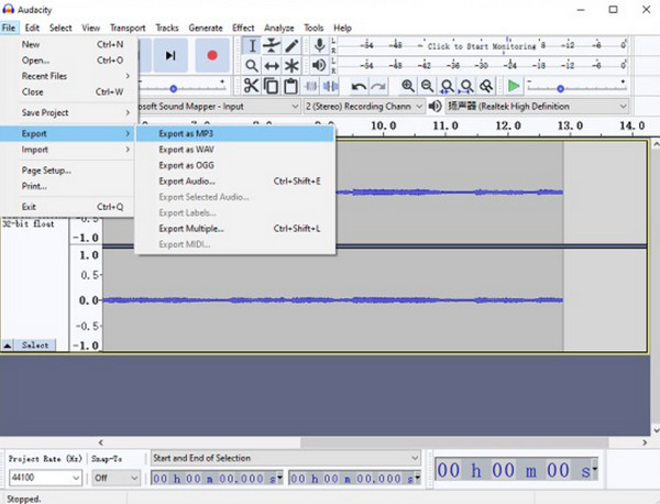 Audacity のエクスポート