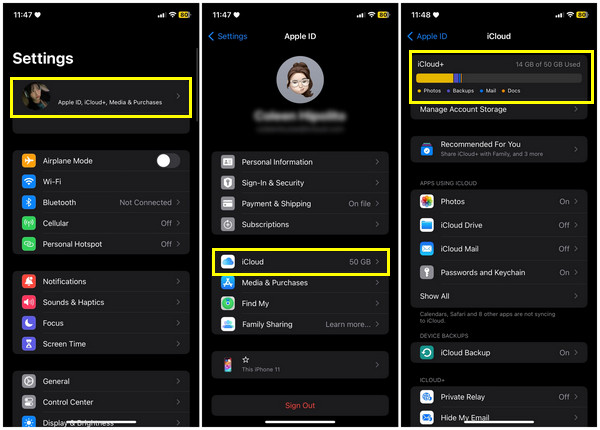 Check iCloud Storage Space