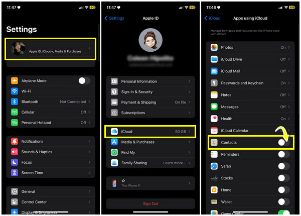 Enable iCloud Contacts