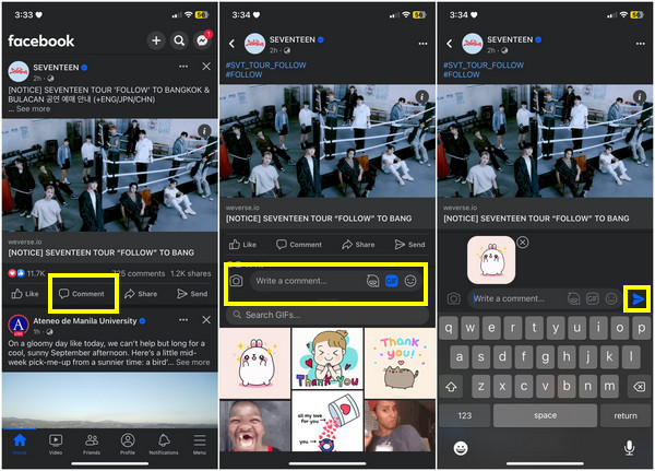 แสดงความคิดเห็นบน Facebook พร้อม GIF