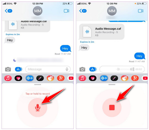 iOS 16 Nahrajte zvukovou zprávu