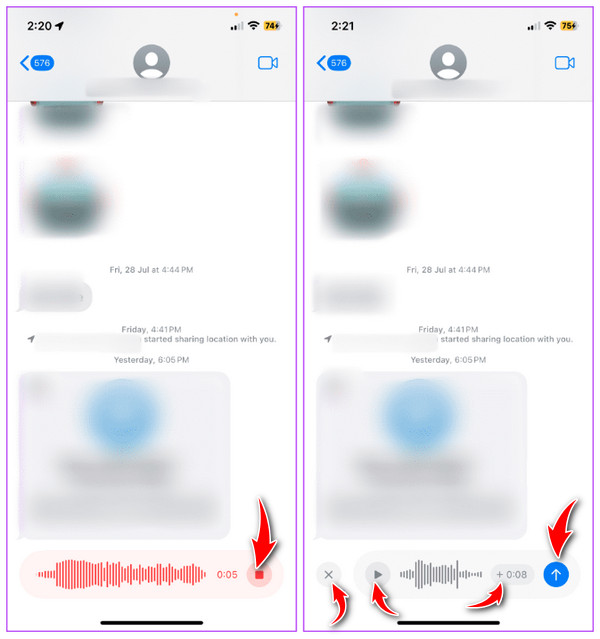 iOS 18 Odeslání hlasové zprávy iPhone