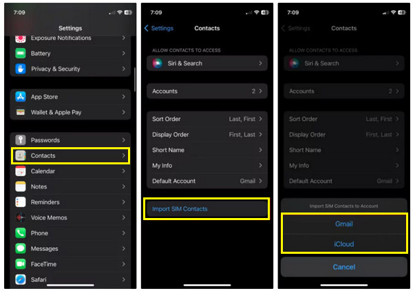 iPhone นำเข้ารายชื่อซิม