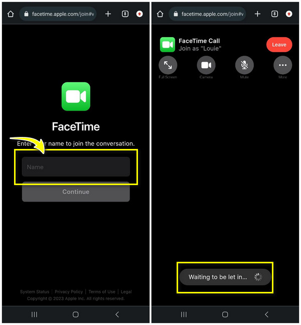 Facetime Android に参加する