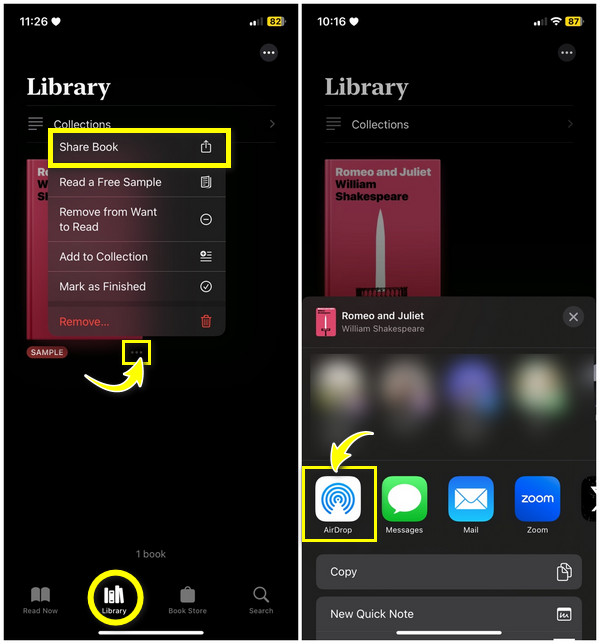 האייפונים האחרונים Airdrop iBooks