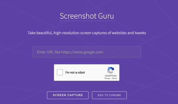 Maak screenshots van volledige webpagina's met Screenshots Guru