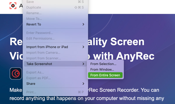 Captura de tela no Mac com visualização