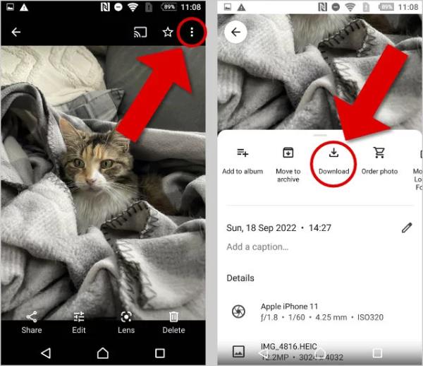 نقل الصور من Android إلى صور Google من Android