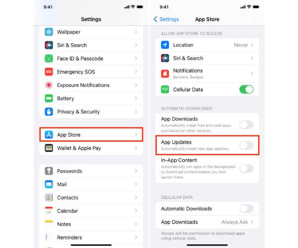 Deaktivieren Sie den automatischen App-Download für das iPhone