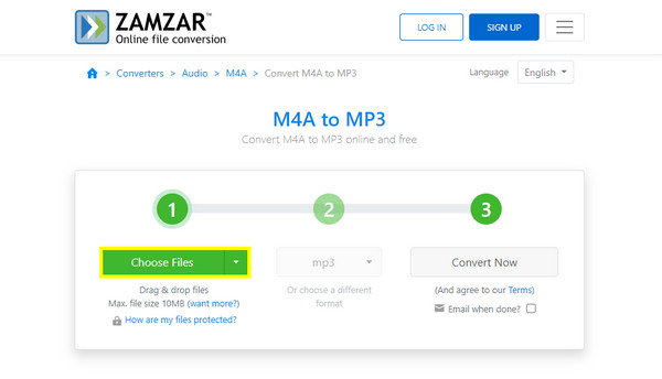Zamzar Convertir notas de voz a MP3