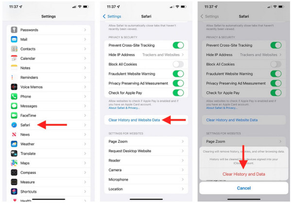 Clear Cache and Data