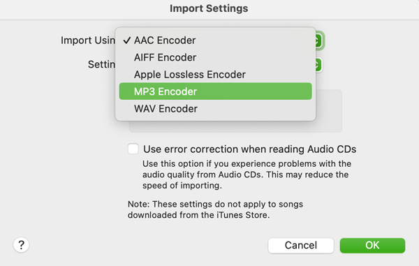 Mac에서 음악을 사용하여 AIFF를 MP3로 변환