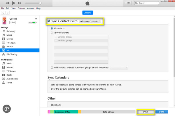 Excel Export Contacts לחץ על Apply