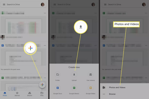 Google Drive העלה תמונות