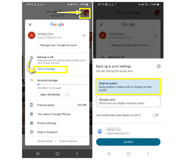 גיבוי של תמונות Google