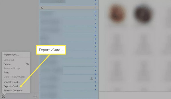 iCloud Export Contacts as VCard