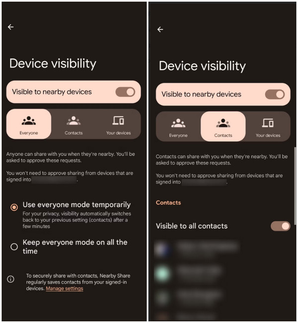 Nearby Share Device Visibility