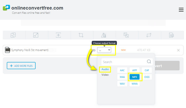 OnlineConvertFree Odaberite MP3