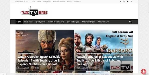 トルコドラマのウェブサイト