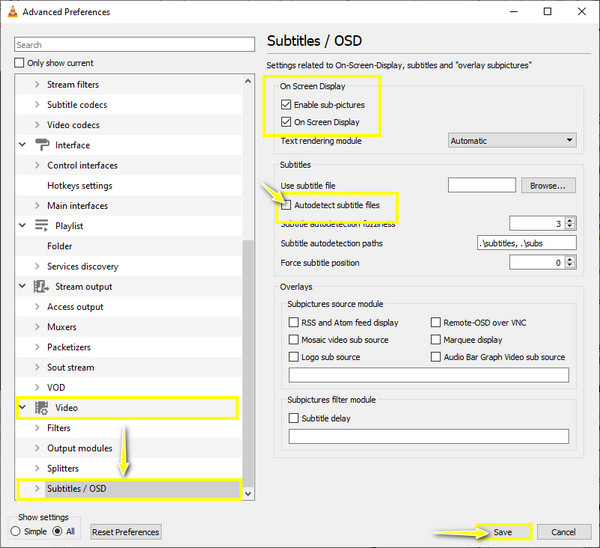 VLC undertekster OSD