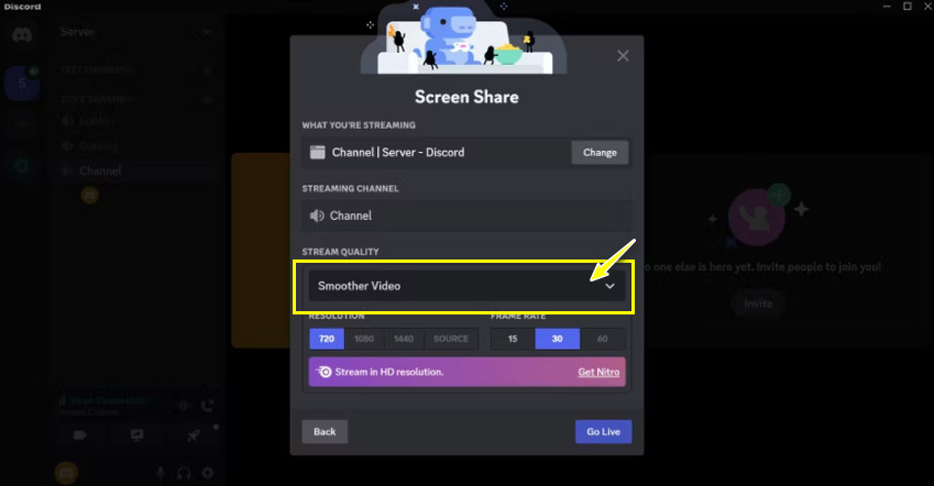 Ajustar as configurações de tela de compartilhamento de vídeos