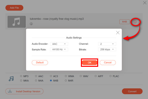Anyrec Online Modify Audio Settings