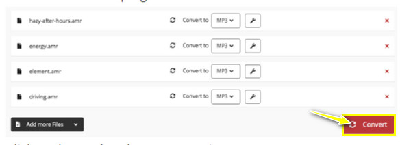 Cloudconvert แปลง AMR เป็น MP3