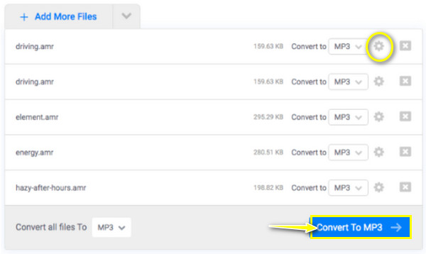 Freeconvert המר AMR ל-MP3