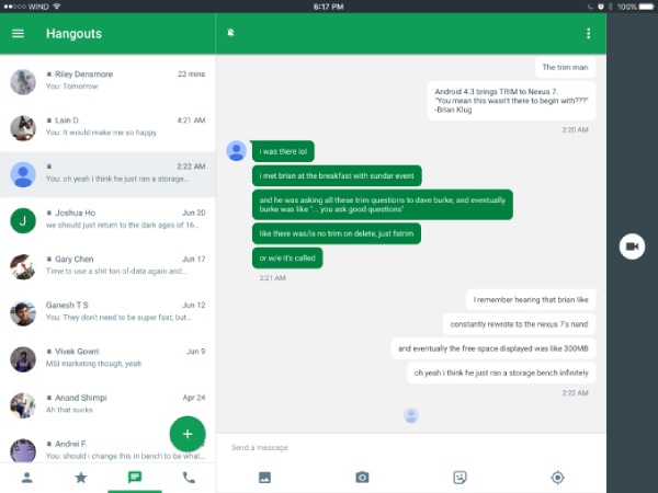 Google Hangouts Tango thay thế