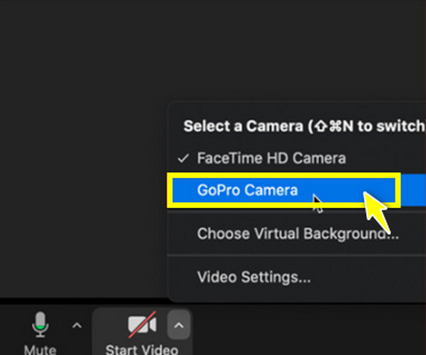 Mac GoPro Kamerayı Seçin