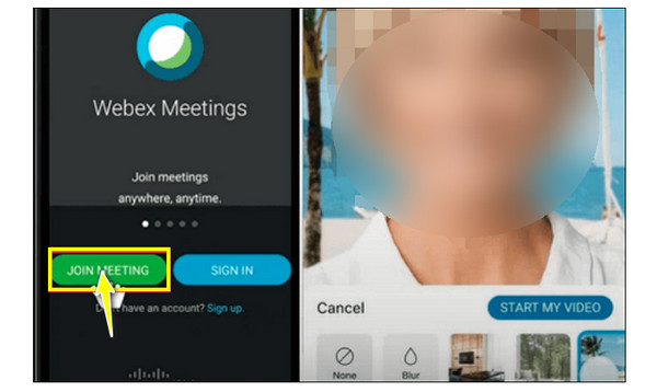 Android Achtergrond vervagen in Webex