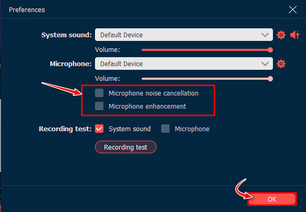 Cancelamento de ruído AnyRec e aprimoramento de microfone